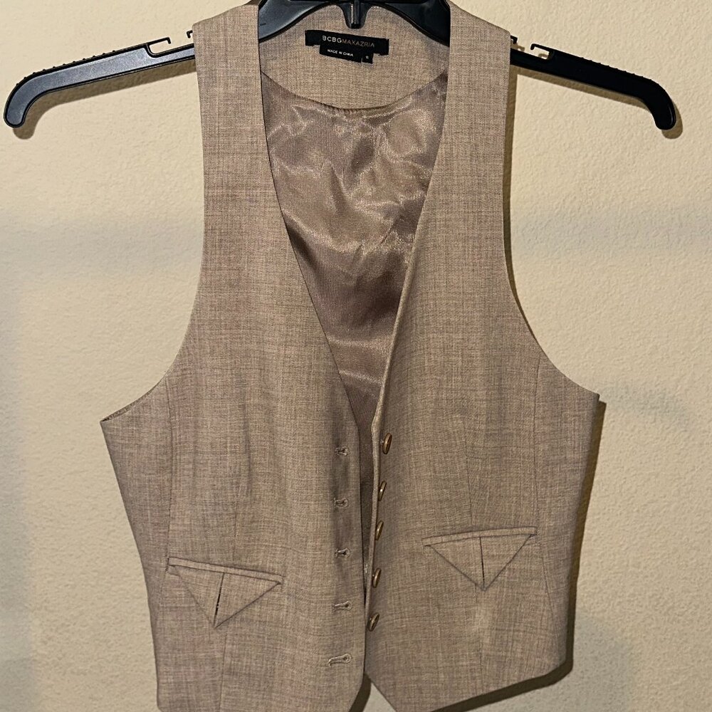🤎 BCBGMAXAZRIA Taupe Tailored Vest | Size XS/S